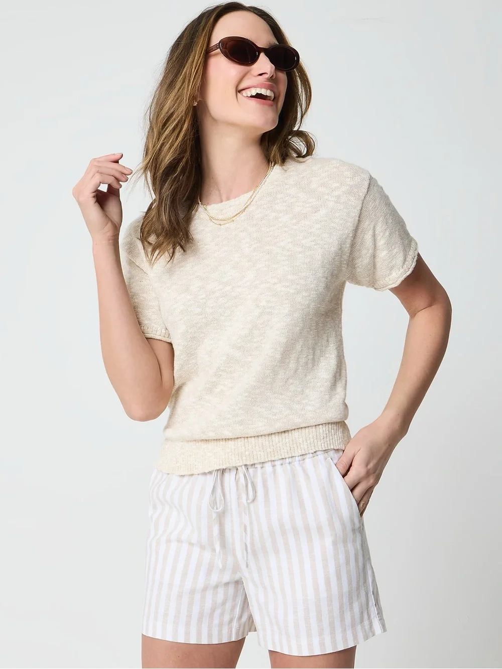 J. Crew Ivory Crewneck Knit Sweater